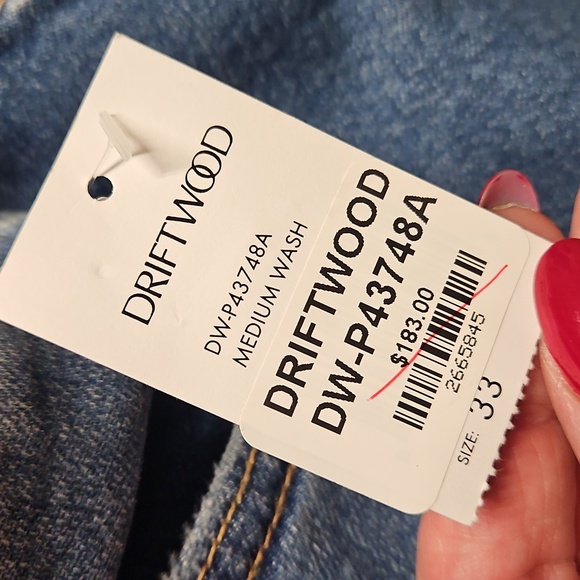Driftwood Stretch Denim Lacey Straight Leg Jeans Women 33 New NWT - Picture 2 of 9